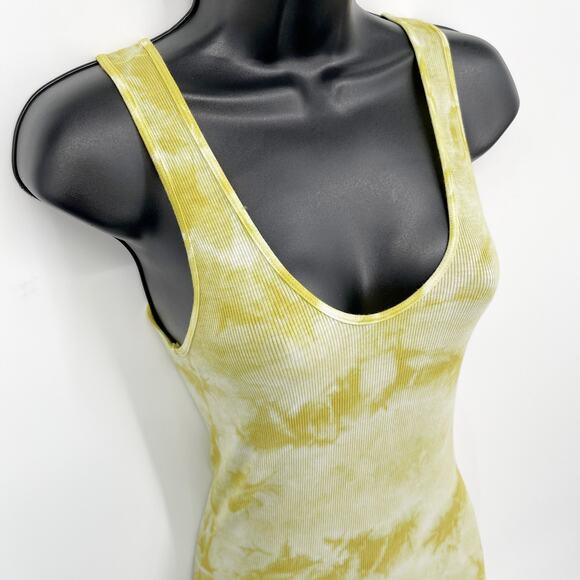 Enza Costa REVOLVE Tie Dye Tank Dress Bodycon Silhouette NEW Size M Yellow White - Picture 2 of 9